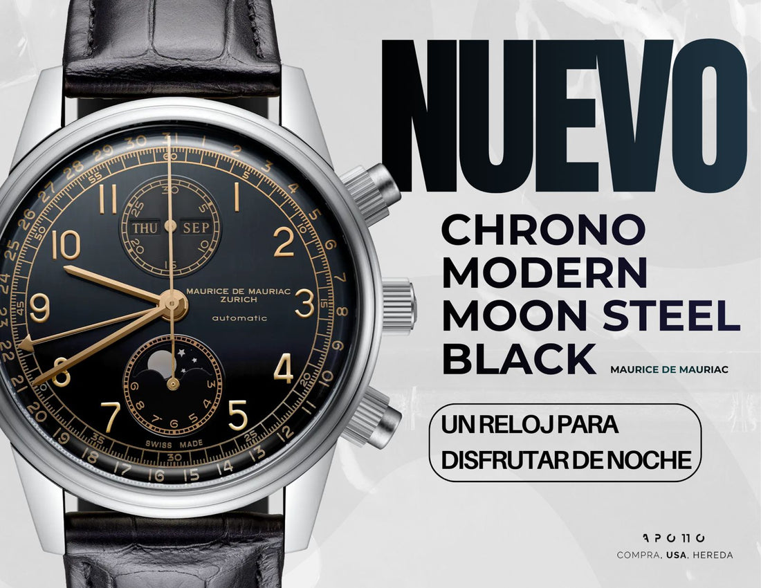 Nuevo Chrono Modern Moon Steel Black de Maurice De Mauriac un reloj para disfrutar la noche&nbsp;